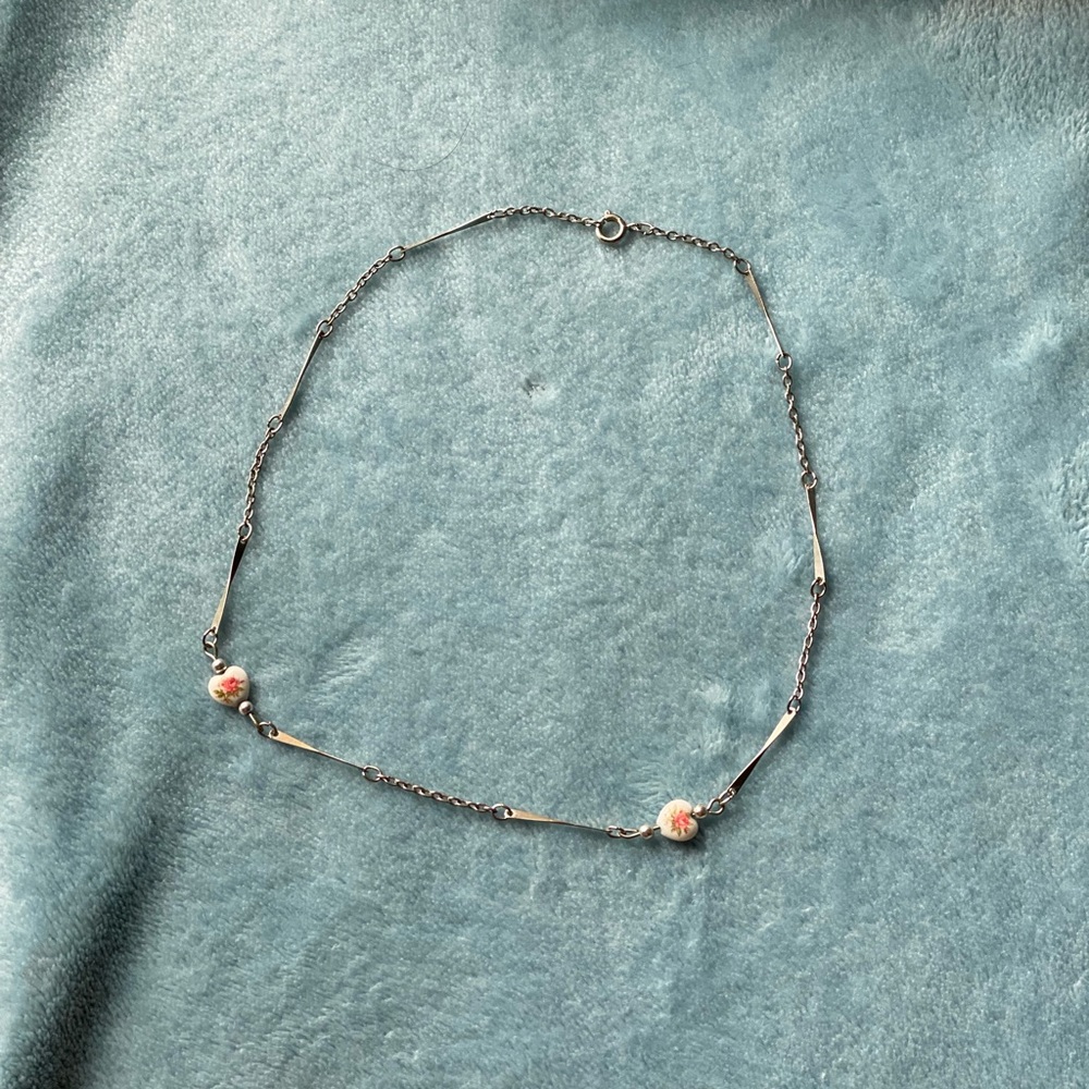 Vintage floral hearts necklace